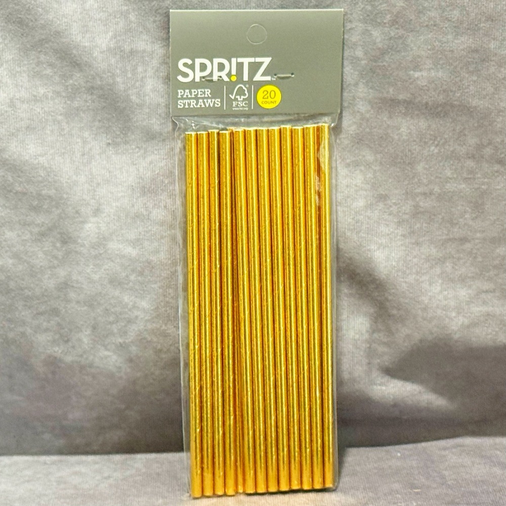 Spritz‎ Gold Paper Straws 20 Count Party Celebration Decoration Supplies